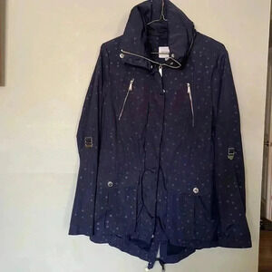 ❤️2/$50❤️BCBGGeneration Navy Blue Poke Dot Fall/Spring Trench Jacket- M